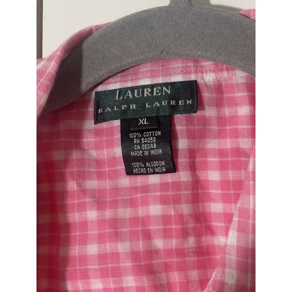 Lauren Ralph Lauren Pink White Checkered Button Down Shirt - Picture 4 of 9